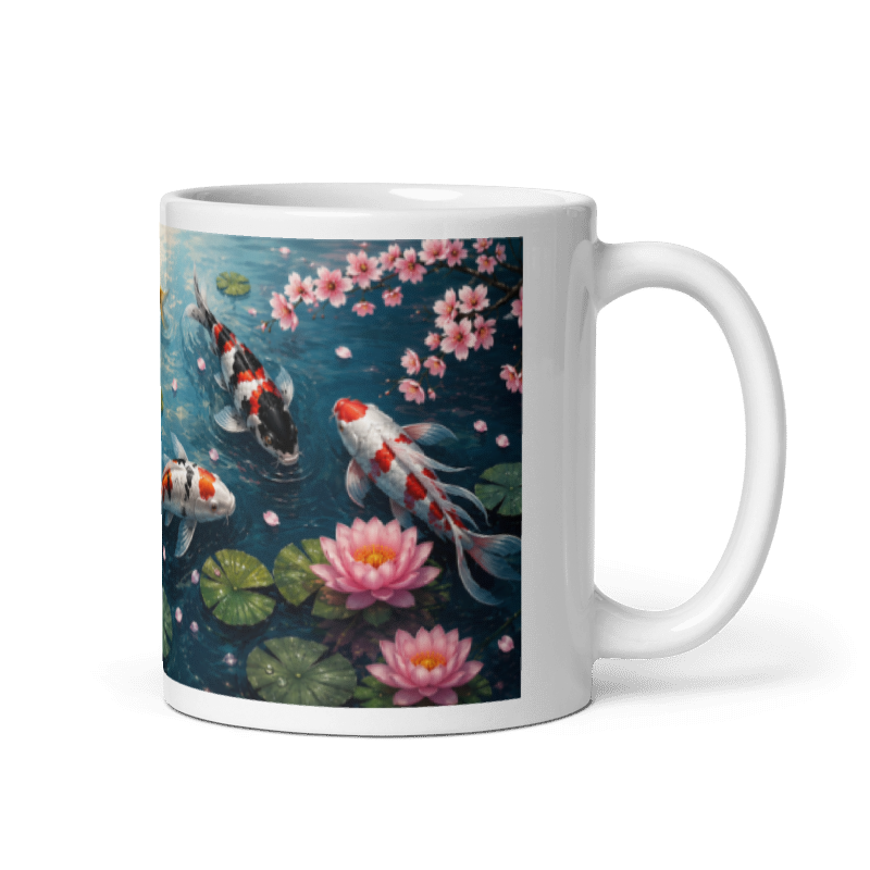 Koi Carp Pond Design Printed Mug
