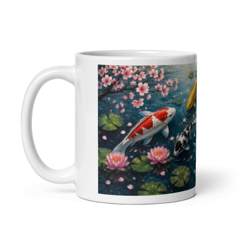 Koi Carp Pond Design Printed Mug