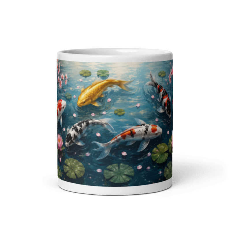 Koi Carp Pond Design Printed Mug