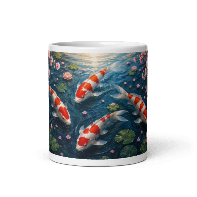 Koi Carp Pond Design Kohaku Printed Mug