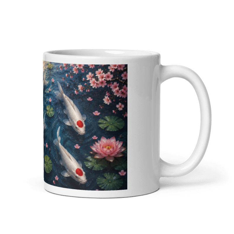 Koi Carp Pond Design Tancho Printed Mug