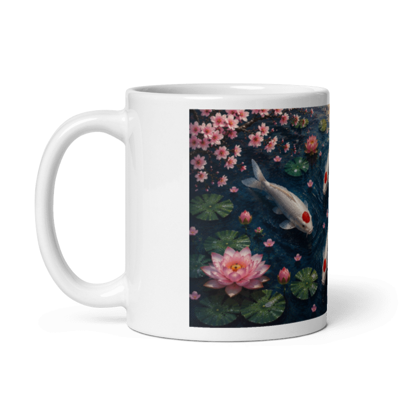 Koi Carp Pond Design Tancho Printed Mug