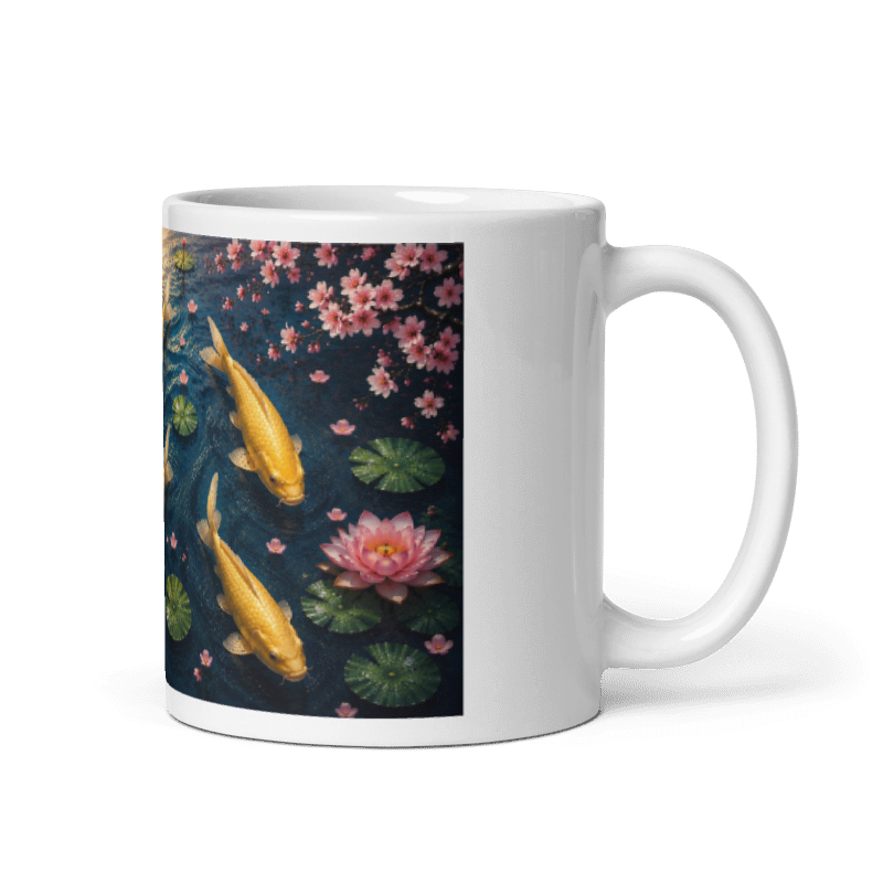 Koi Carp Pond Design Yamabuki Printed Mug