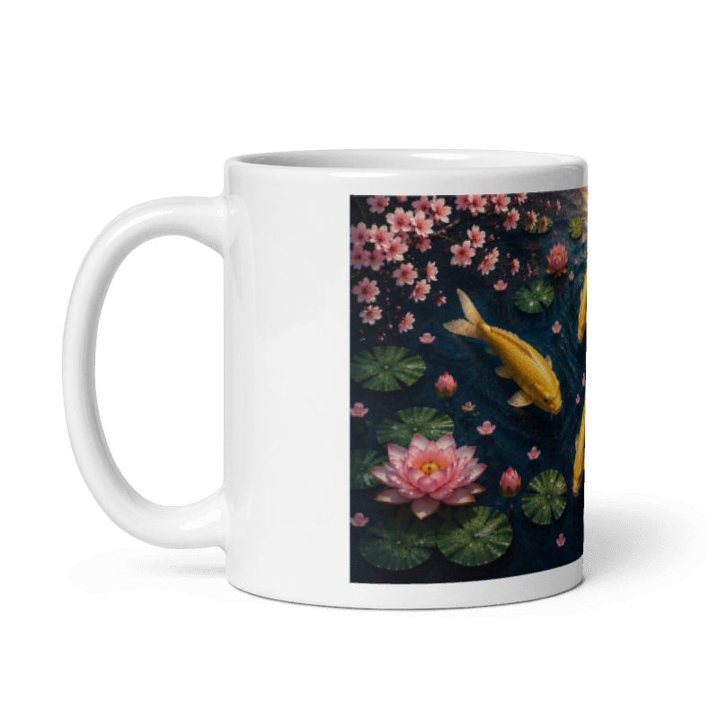 Koi Carp Pond Design Yamabuki Printed Mug