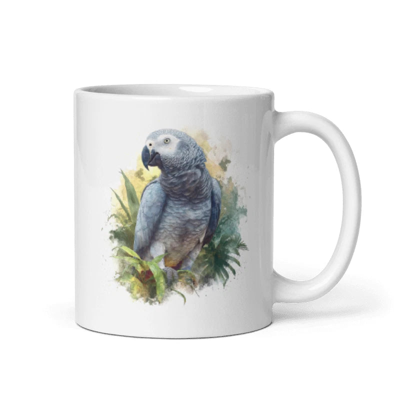 African Grey Parrot Print 11oz Mug