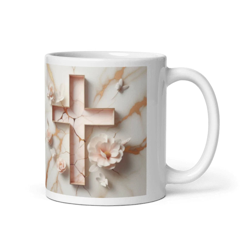 Floral Cross Design Mug 11oz Mug