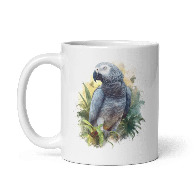 African Grey Parrot Print 11oz Mug