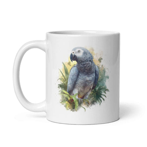 African Grey Parrot Print 11oz Mug