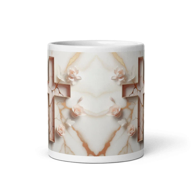 Floral Cross Design Mug 11oz Mug