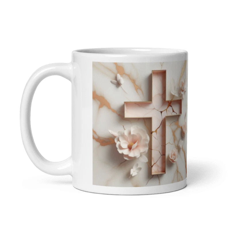 Floral Cross Design Mug 11oz Mug